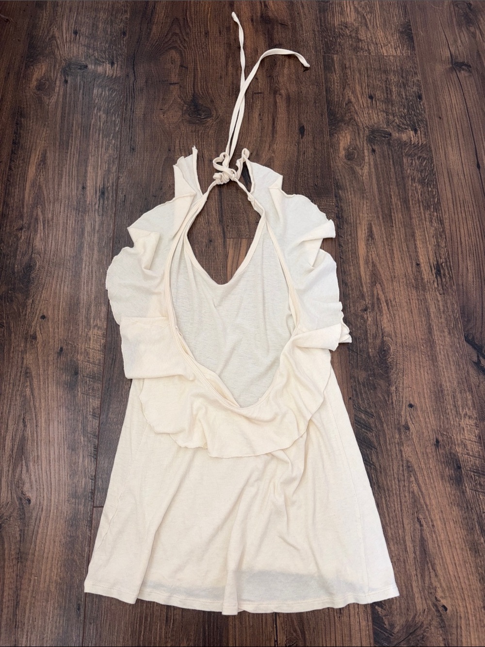 Express Cream Ruffle Halter Top - Picture 6 of 7